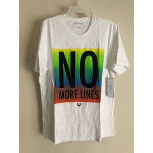True Religion Mens White No More Lines Graphic Crew Neck T-Shirt Size M